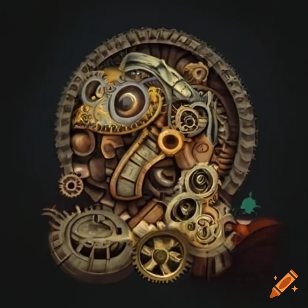steampunk lizard with brass mechanism