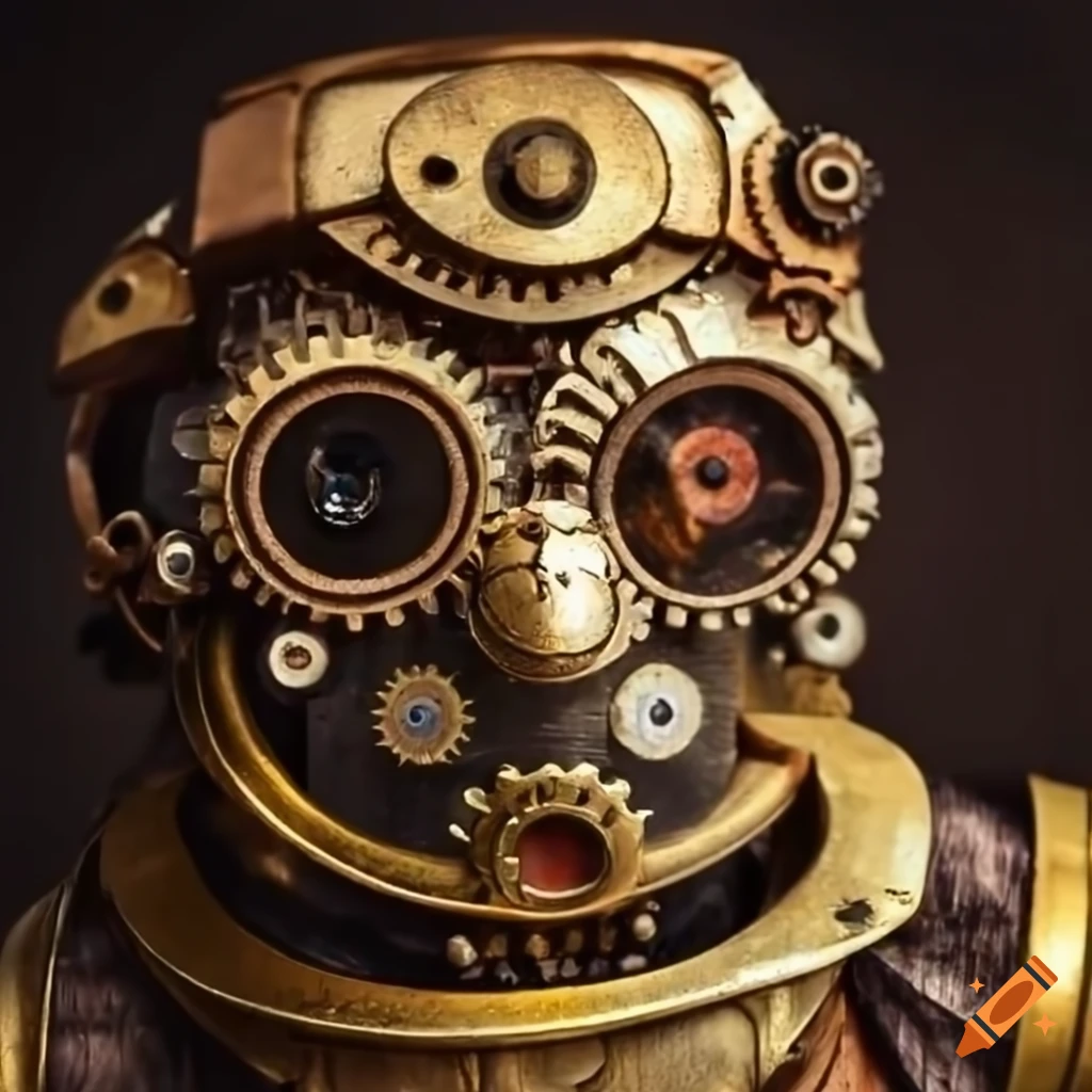 Steampunk Golem with brass mechanism on Craiyon