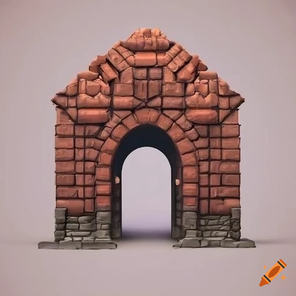 Highquality isometric rpg tiles of an arched brick town entrance gate