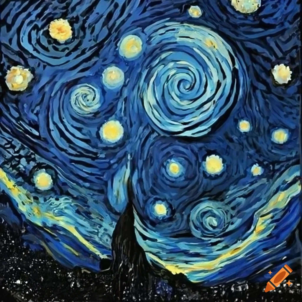 Painting of a starry night on Craiyon