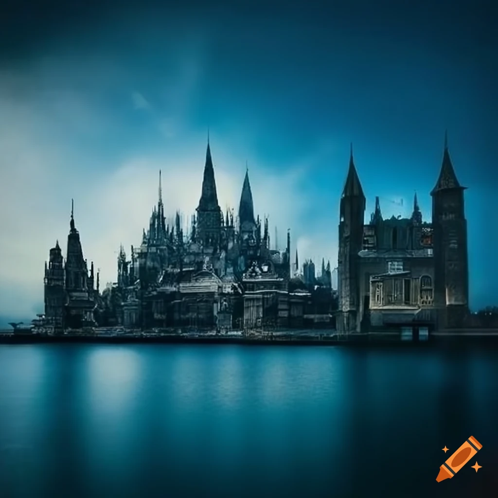 image of a fantasy port city