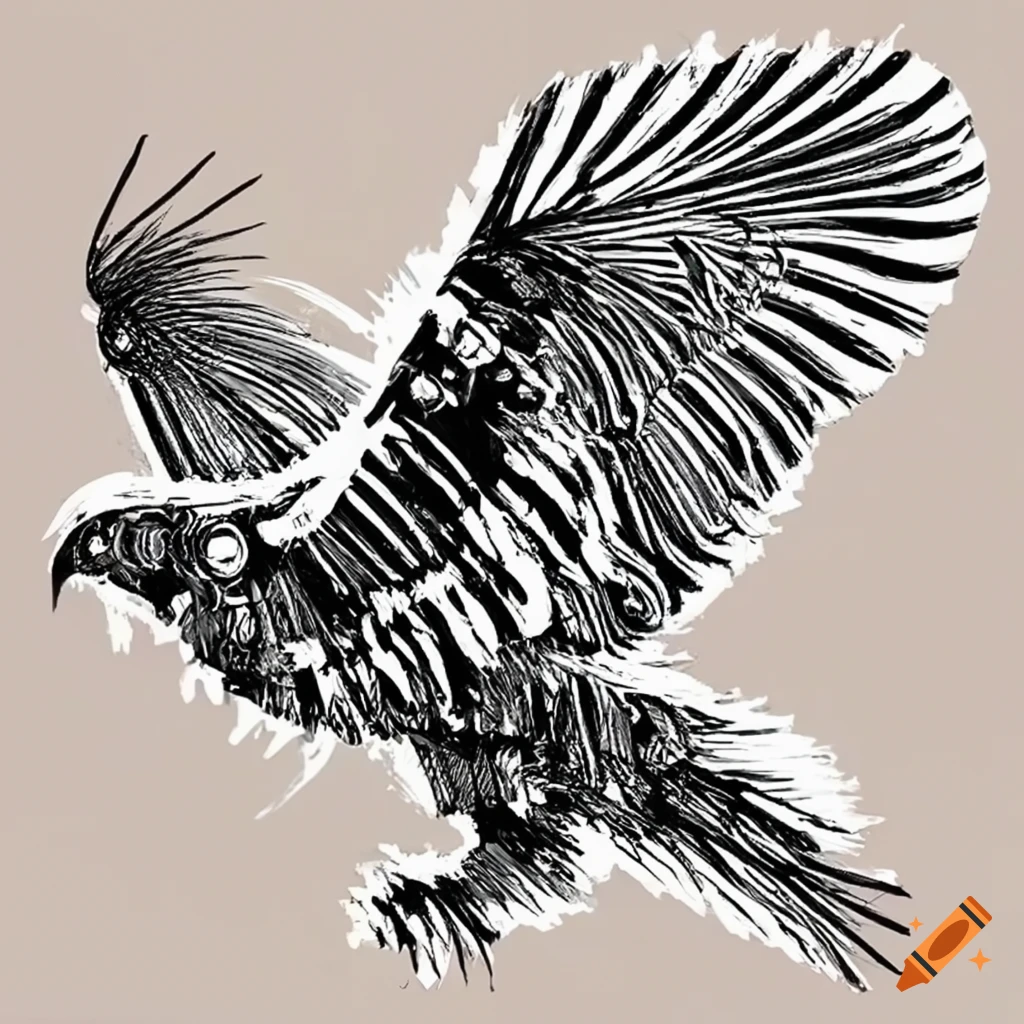robotic eagle wearing a construction hat