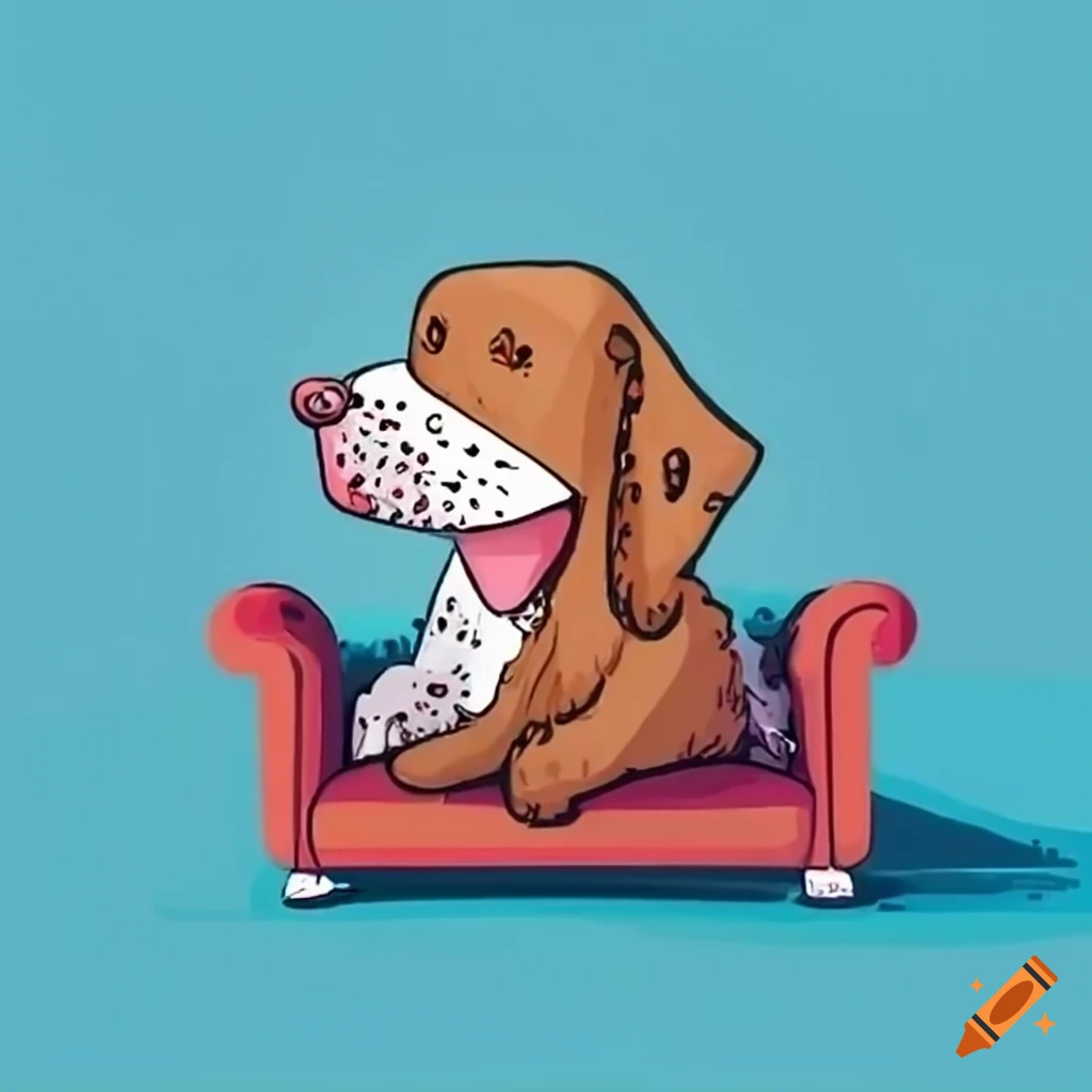 doodle dog staring at food on a couch