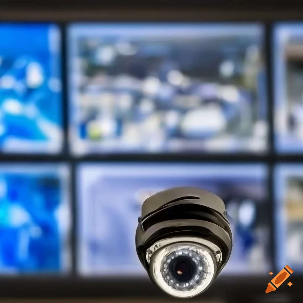 Surveillance camera and monitors displaying cctv images on Craiyon