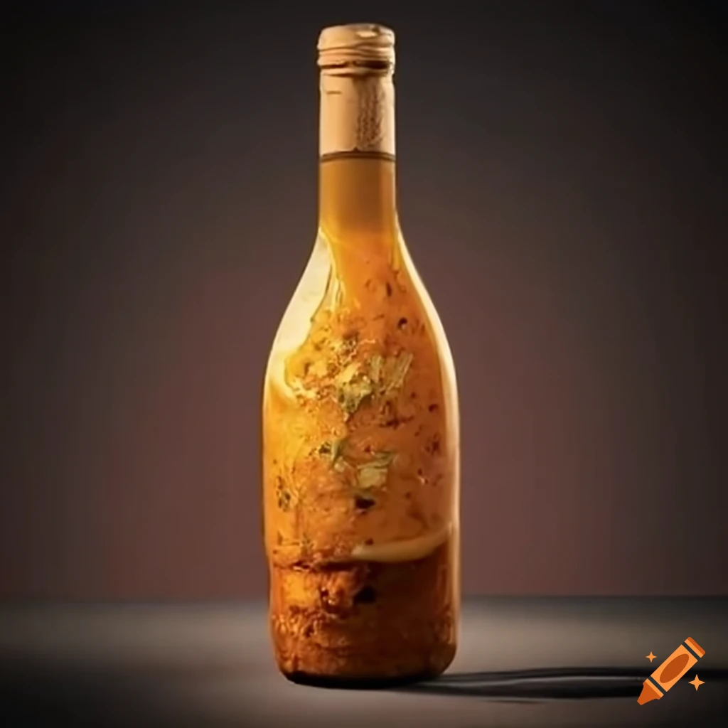 delicious chicken curry inside a wine bottle