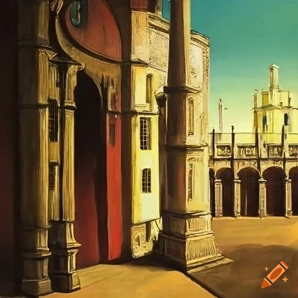 courtyard of Bodleian library by Giorgio de Chirico