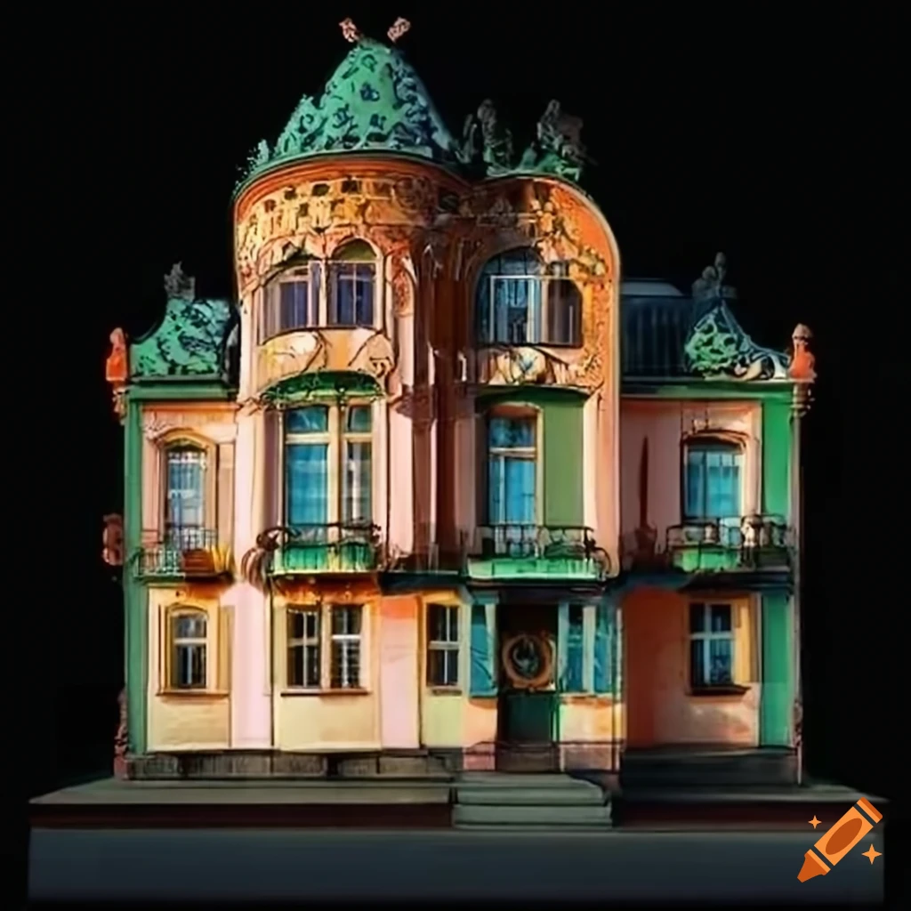 Art nouveau architecture of villino raby on Craiyon