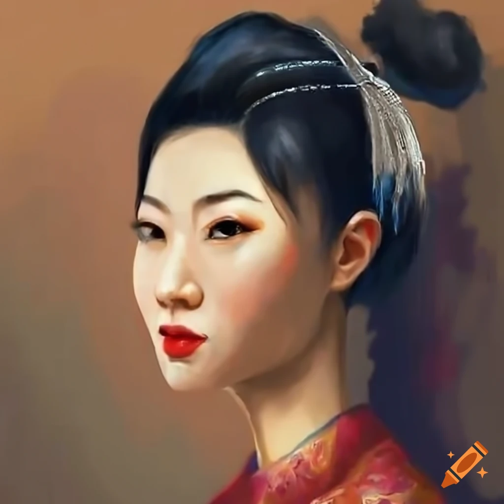 chinese woman brushing her hair
