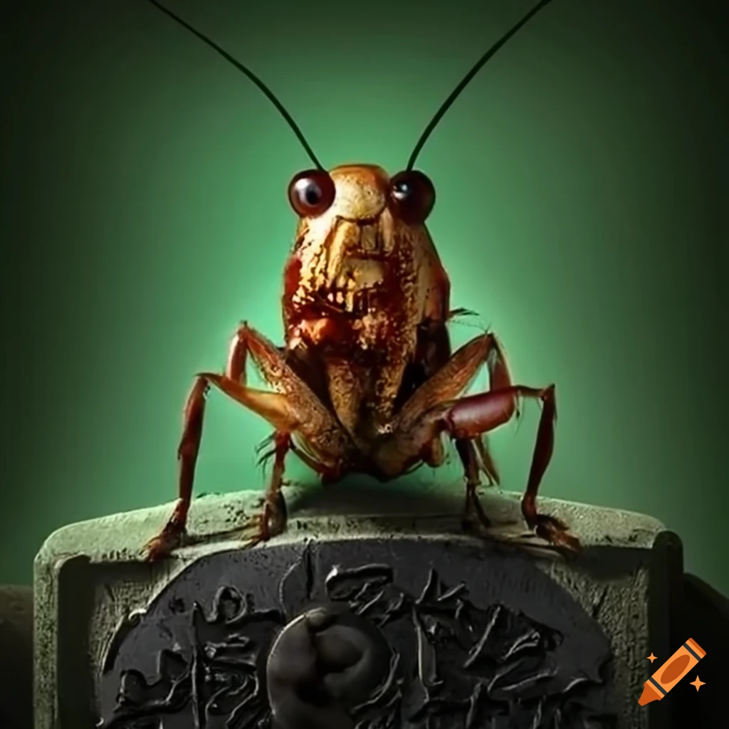 Image of a zombie cricket rising from a grave on Craiyon
