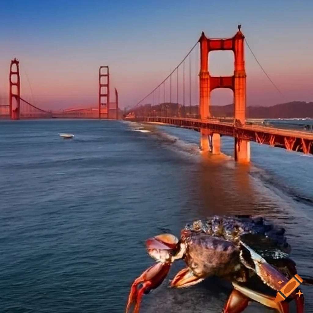 dungeness crab crossing Golden Gate Bridge