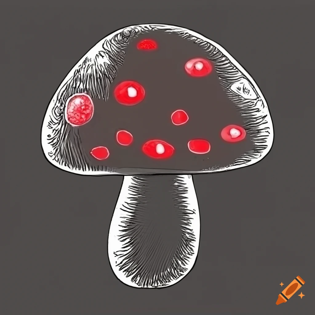 black mushroom with red eye