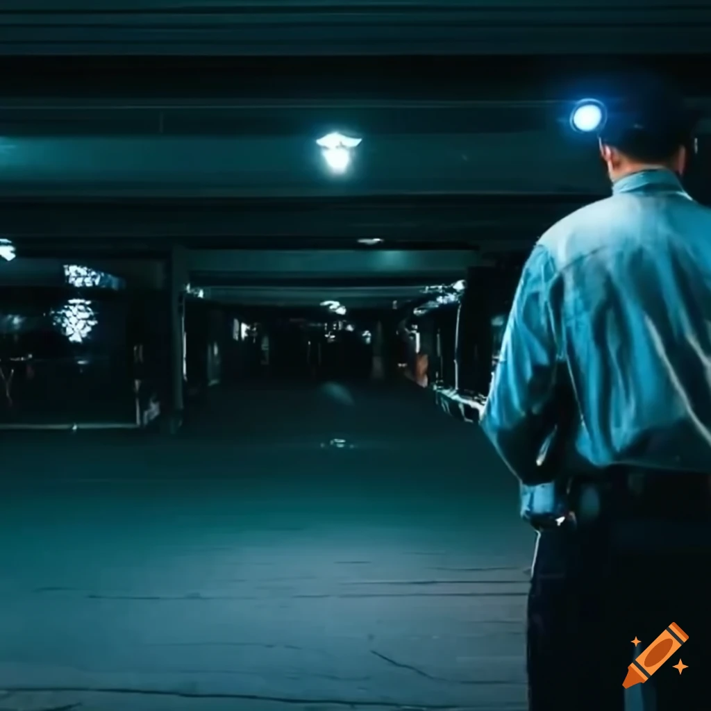 nighttime surveillance of parking garage by security guard