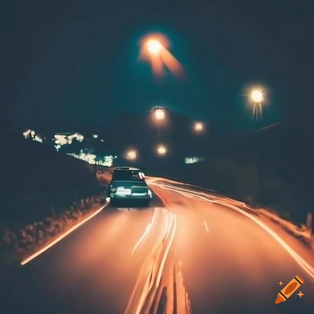 night drive on an empty road