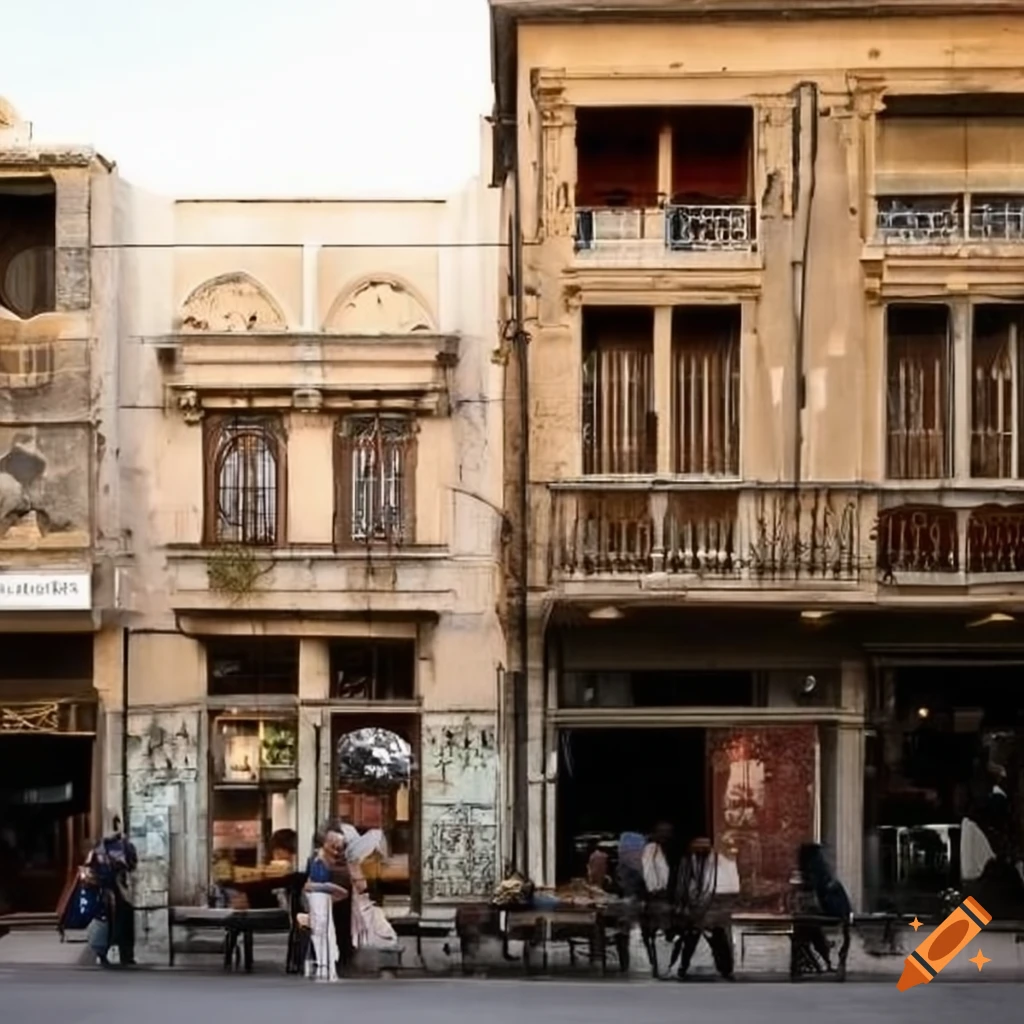 section view of Hamra cafes buildings