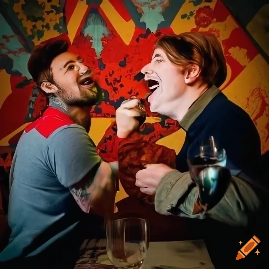artwork of a dinner party in autumn