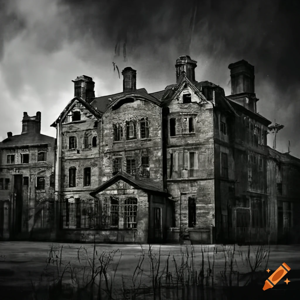 creepy asylum in the rain