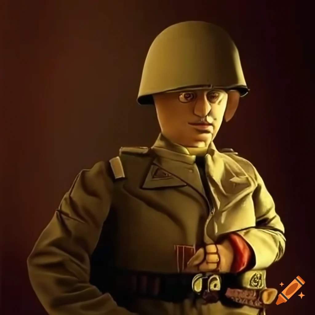 Soviet cartoon style image of a colonel