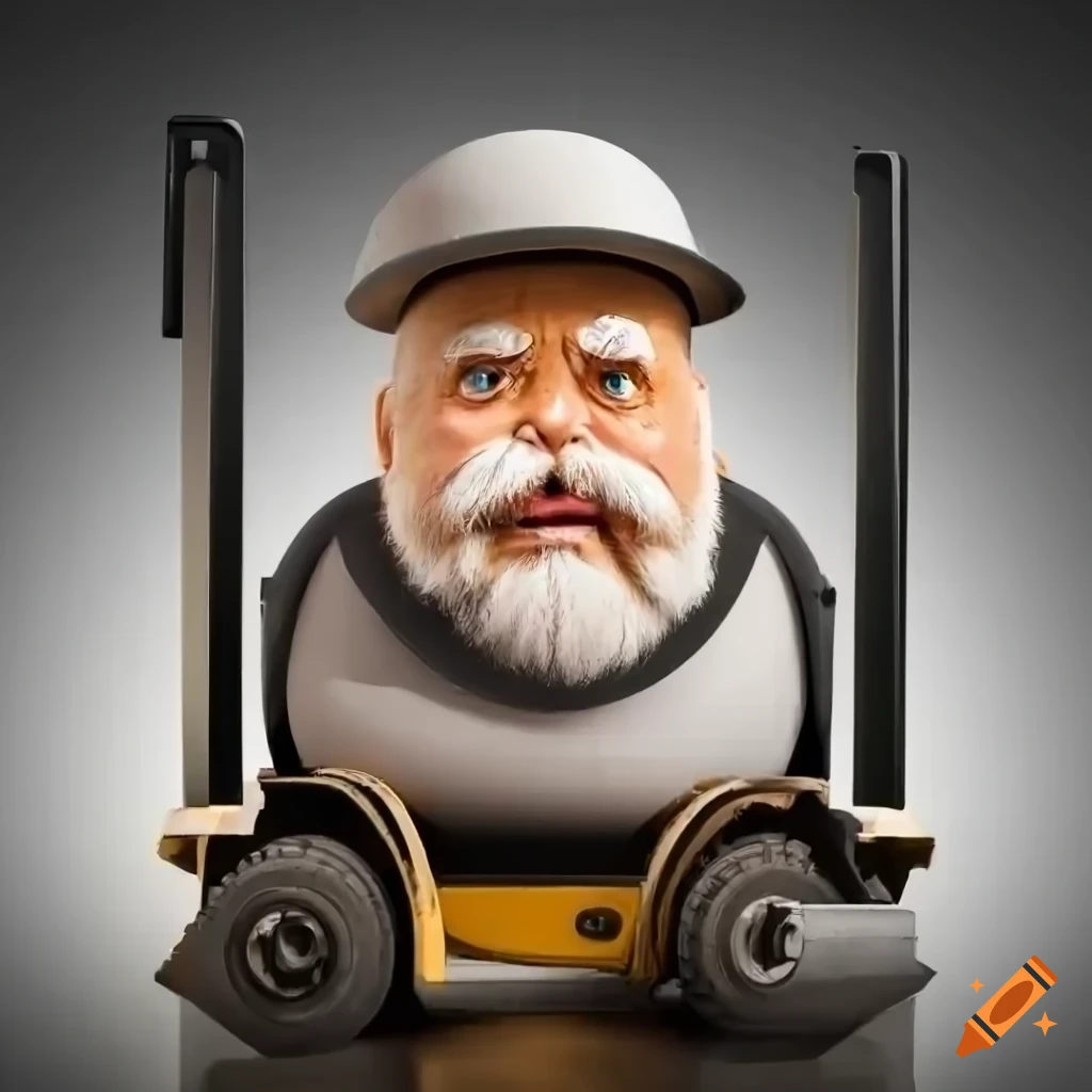 senior man driving a forklift