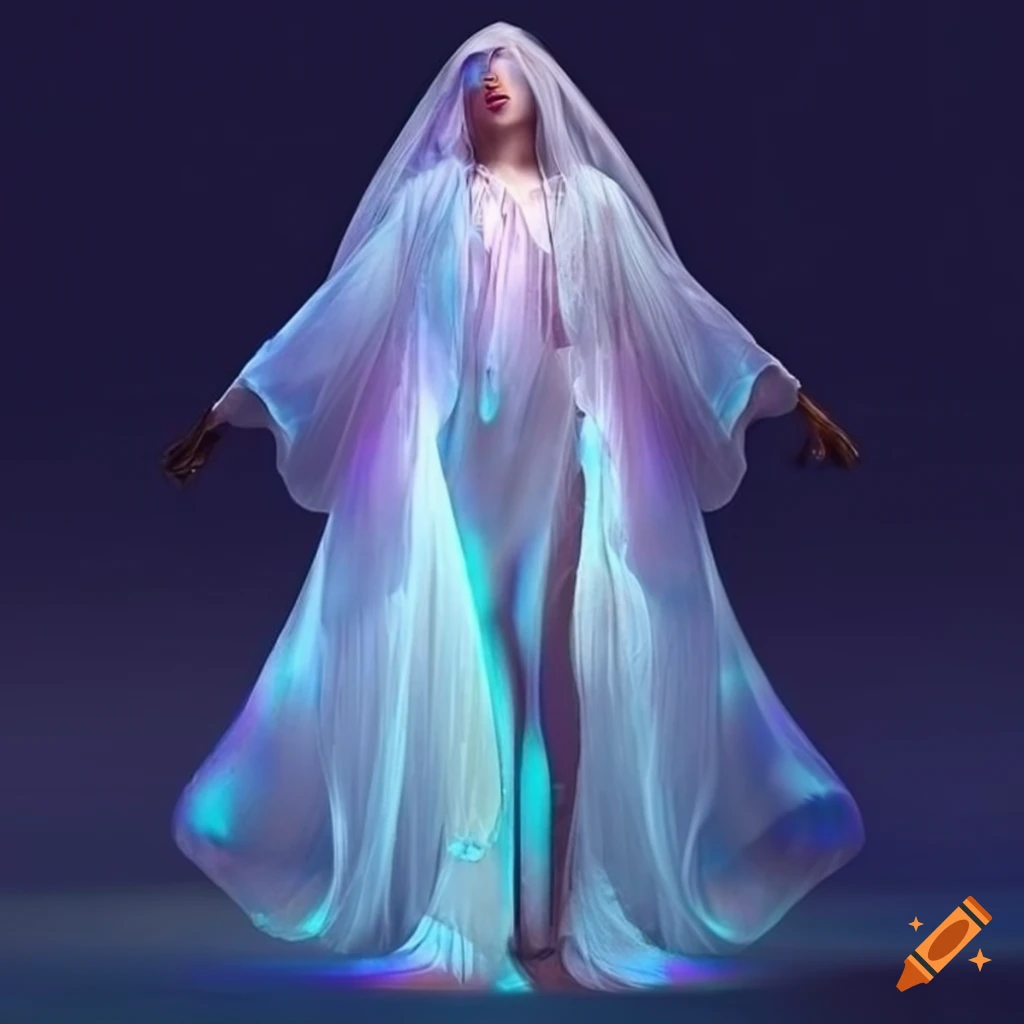 glimmering white nacreous robe