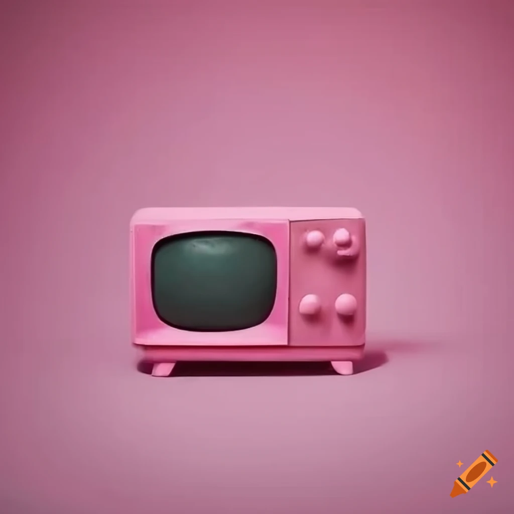 Vintage pink television on pink background on Craiyon