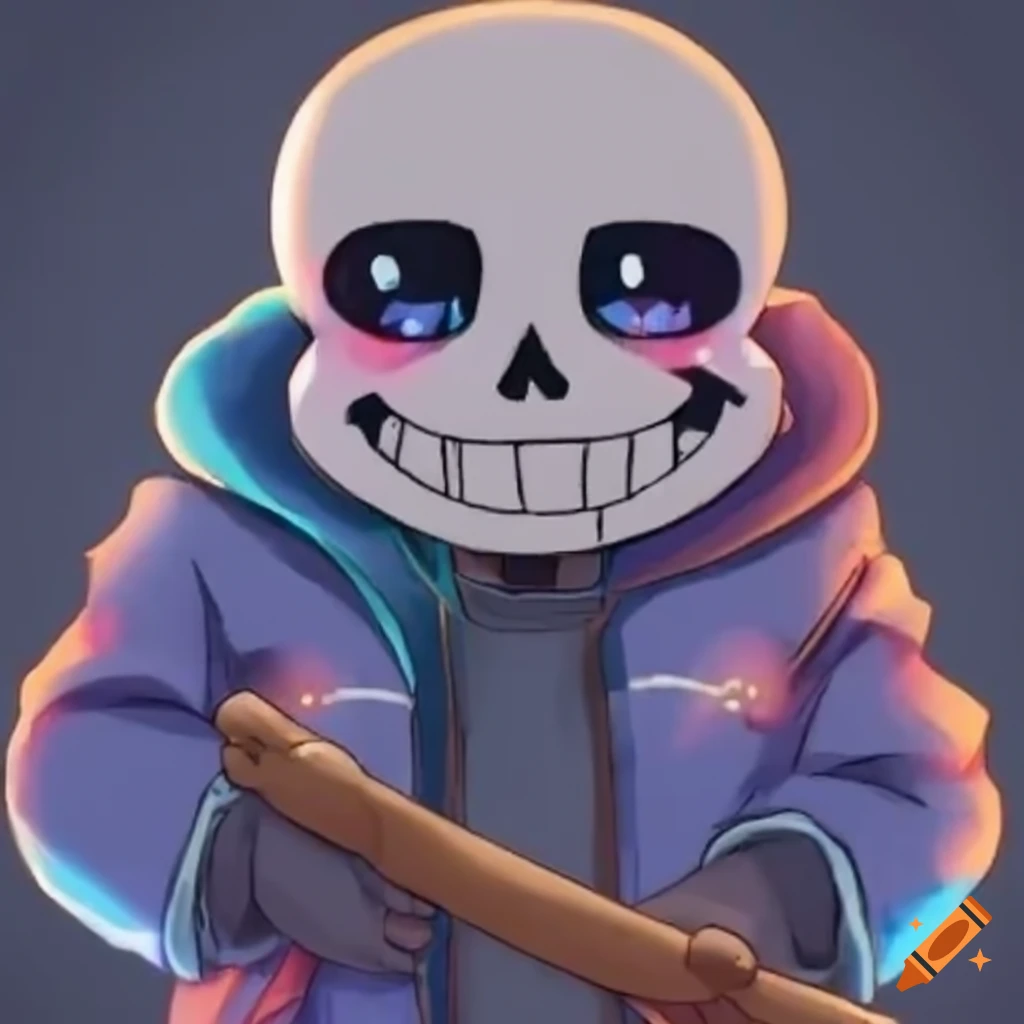 Artistic representation of sans from undertale and jesus on the cross