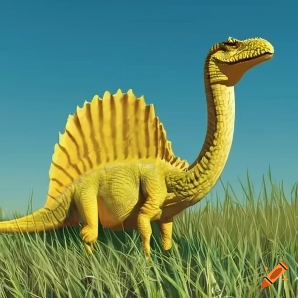 image of a resting spinosaurus in tall grass