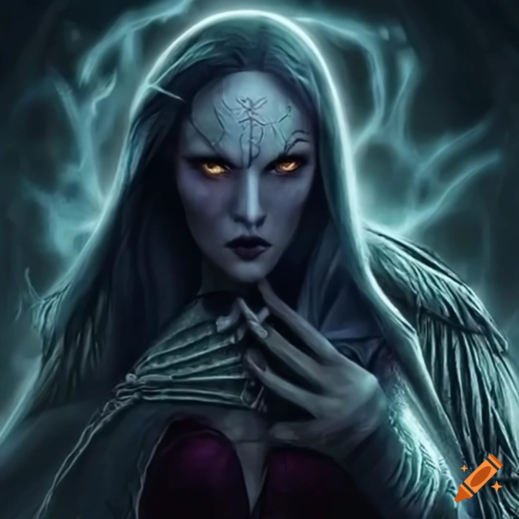 Dark Elf Sorceress Casting Powerful Spells On Craiyon