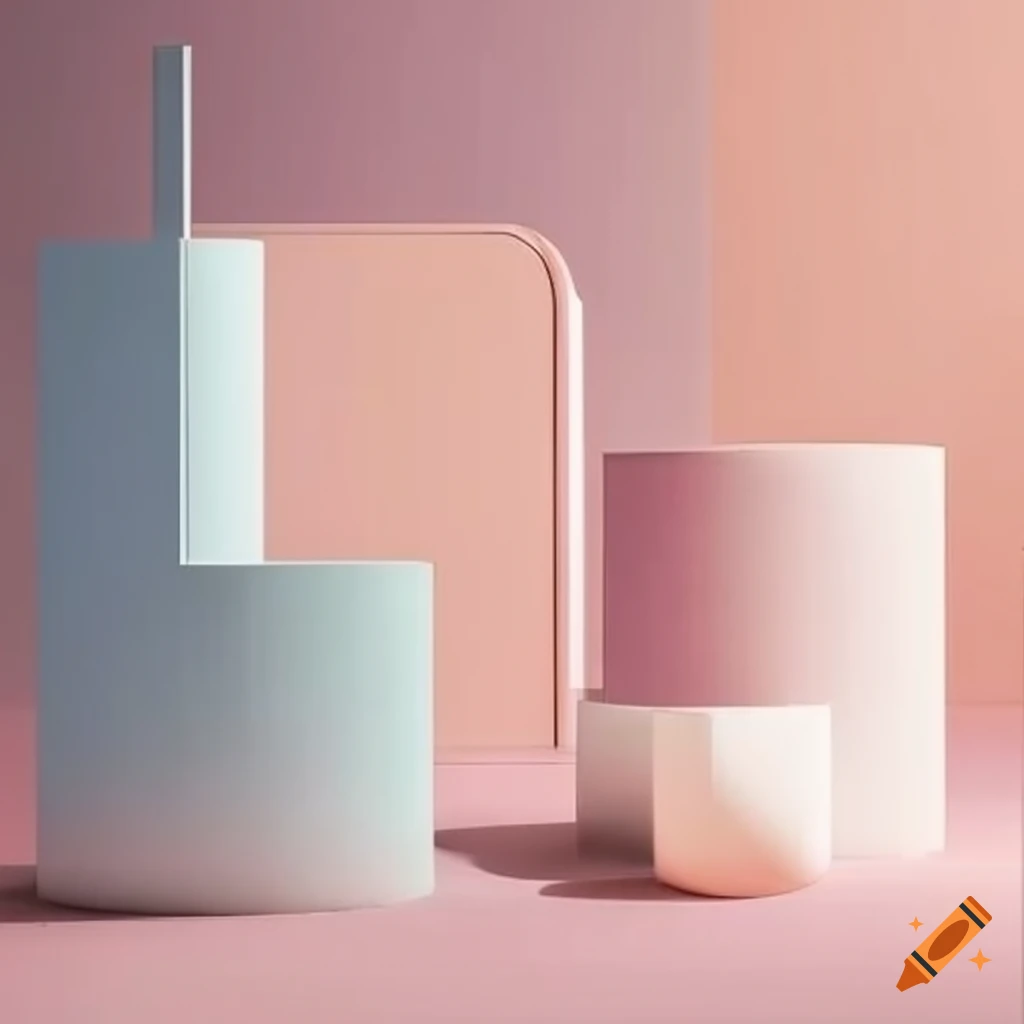 minimalist art deco architectural details in pastel colors