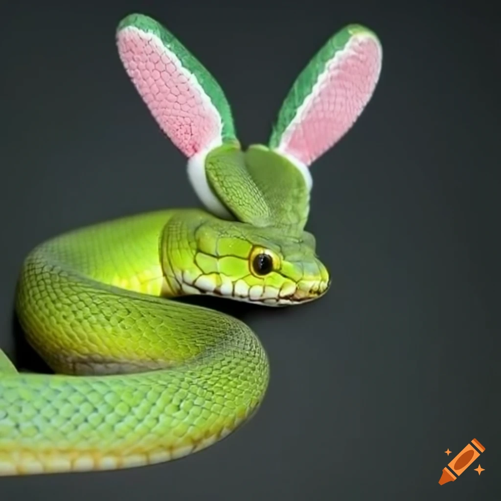 Cute green snake with bunny ears on Craiyon