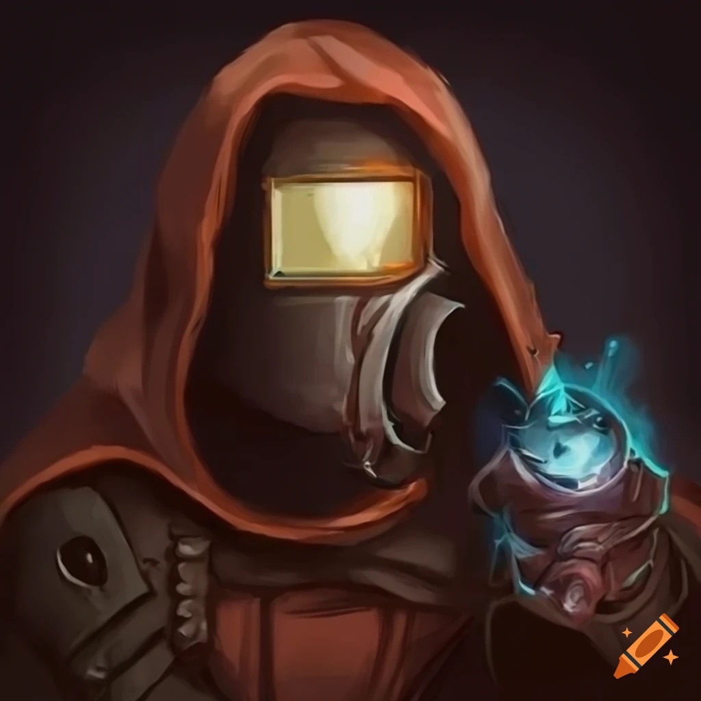 Digital art of a dnd artificer with gadgets and a cloak on Craiyon