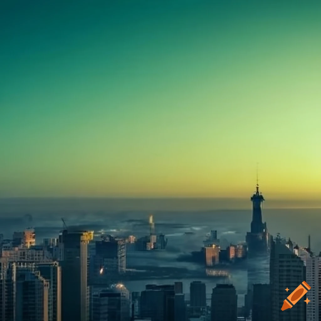Beautiful Cityscape During Sunset With Green Sky On Craiyon beautiful-cityscape-during-sunset-with-green-sky-on-craiyon