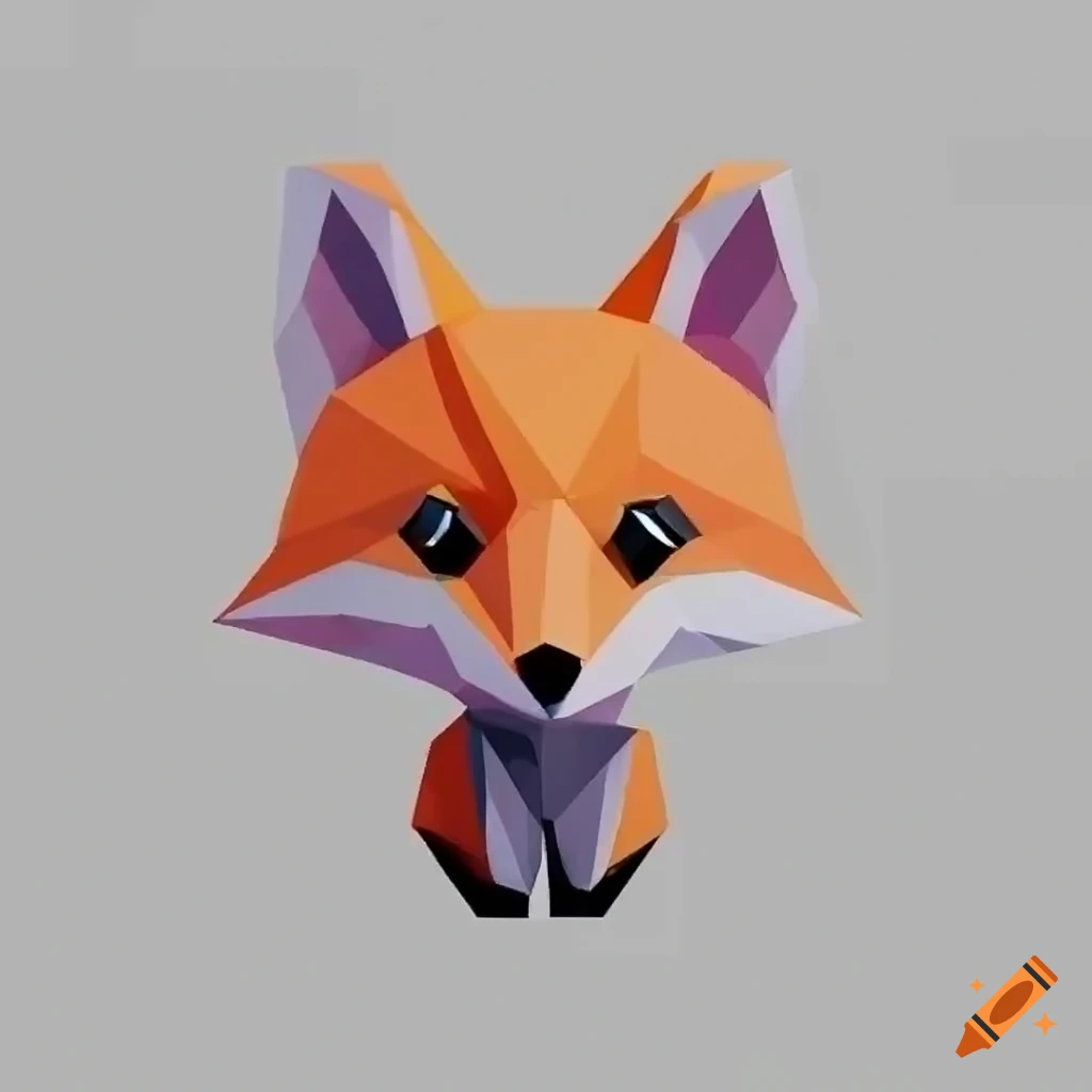 low poly baby fox logo