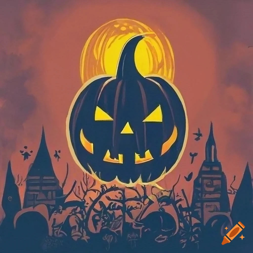 fantasy clay artwork of a fiery Halloween pumpkin