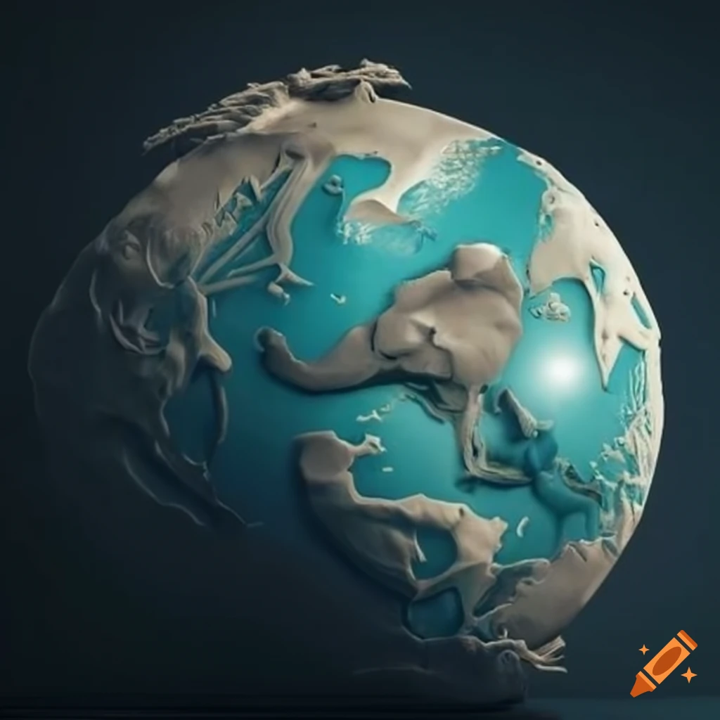 Sculpture depicting entire worlds