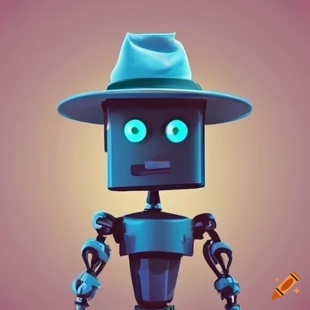 Robot wearing a hat on Craiyon