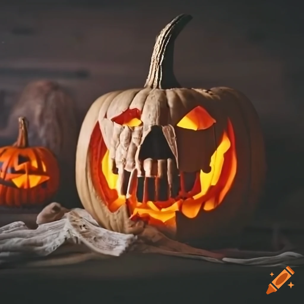 halloween pumpkin skeletons