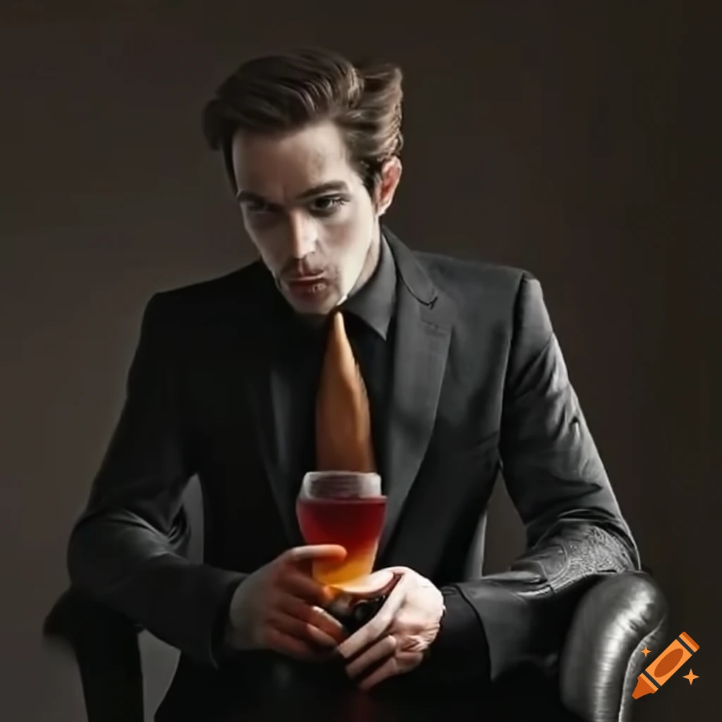 homme d'affaire relaxant avec un cocktail