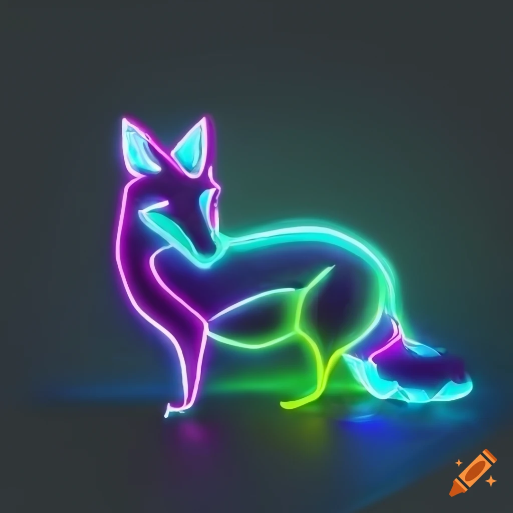 Neon art of a stylized fox