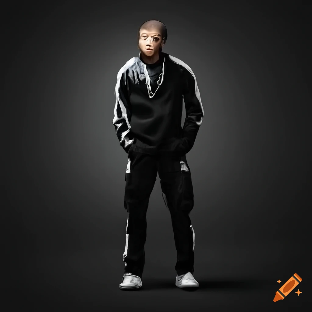 Stylish guy in tracksuit with rapper pose