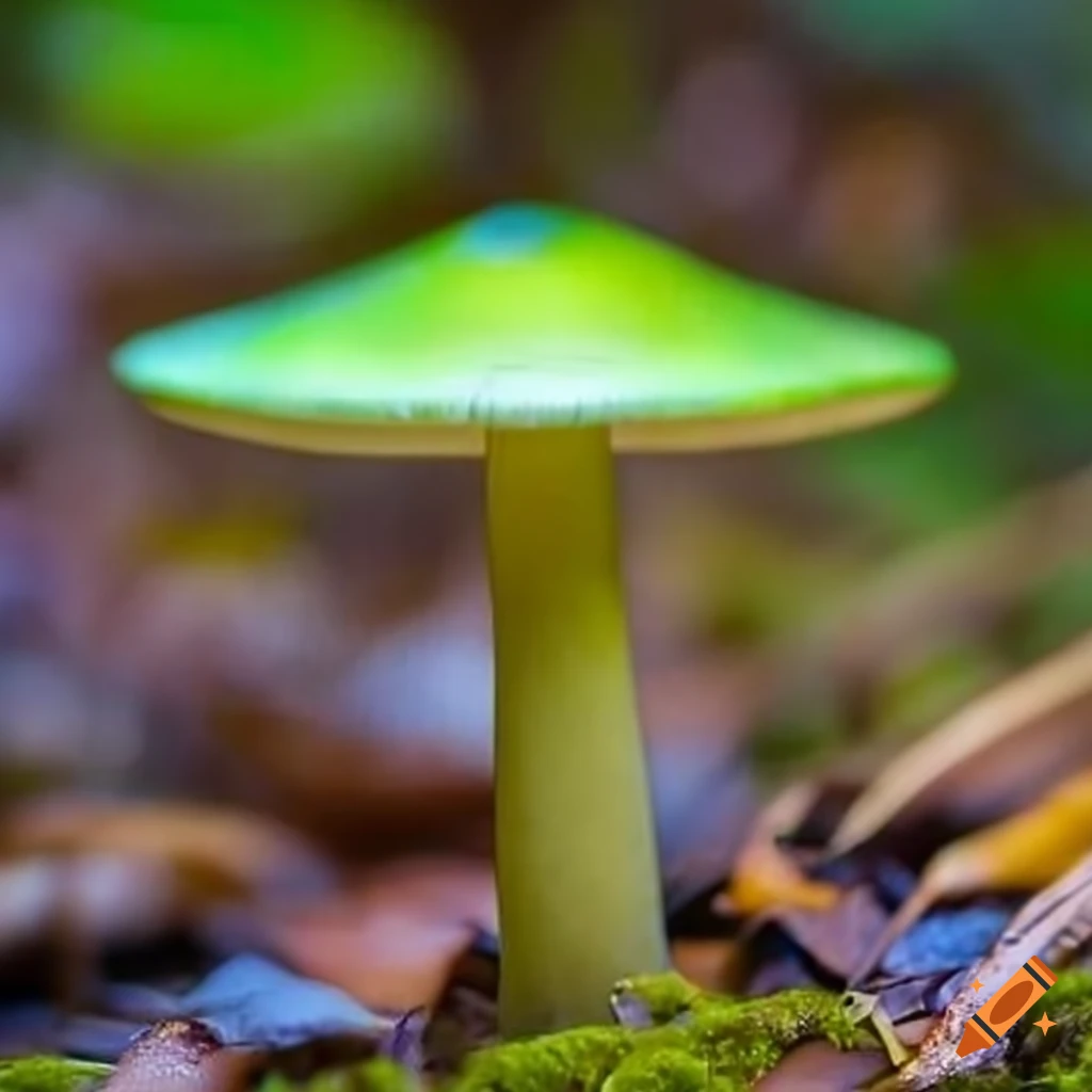 small green mushroom in the forest