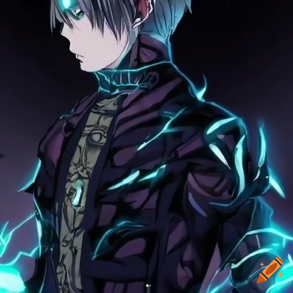Anime manga design of a male character with electric powers