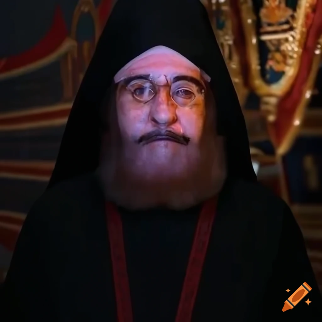 Extreme hyper realistic portrait view of an ancient orthodox church liturgy