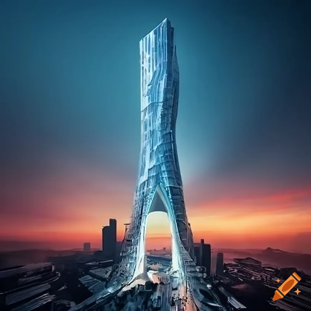 Impressive skyscraper reaching 1.5 kilometers in height on Craiyon