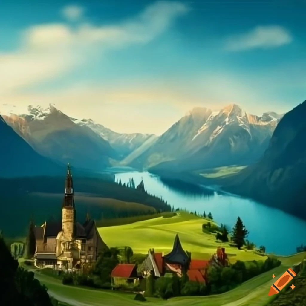 Painting of scenic landscape in austria on craiyon