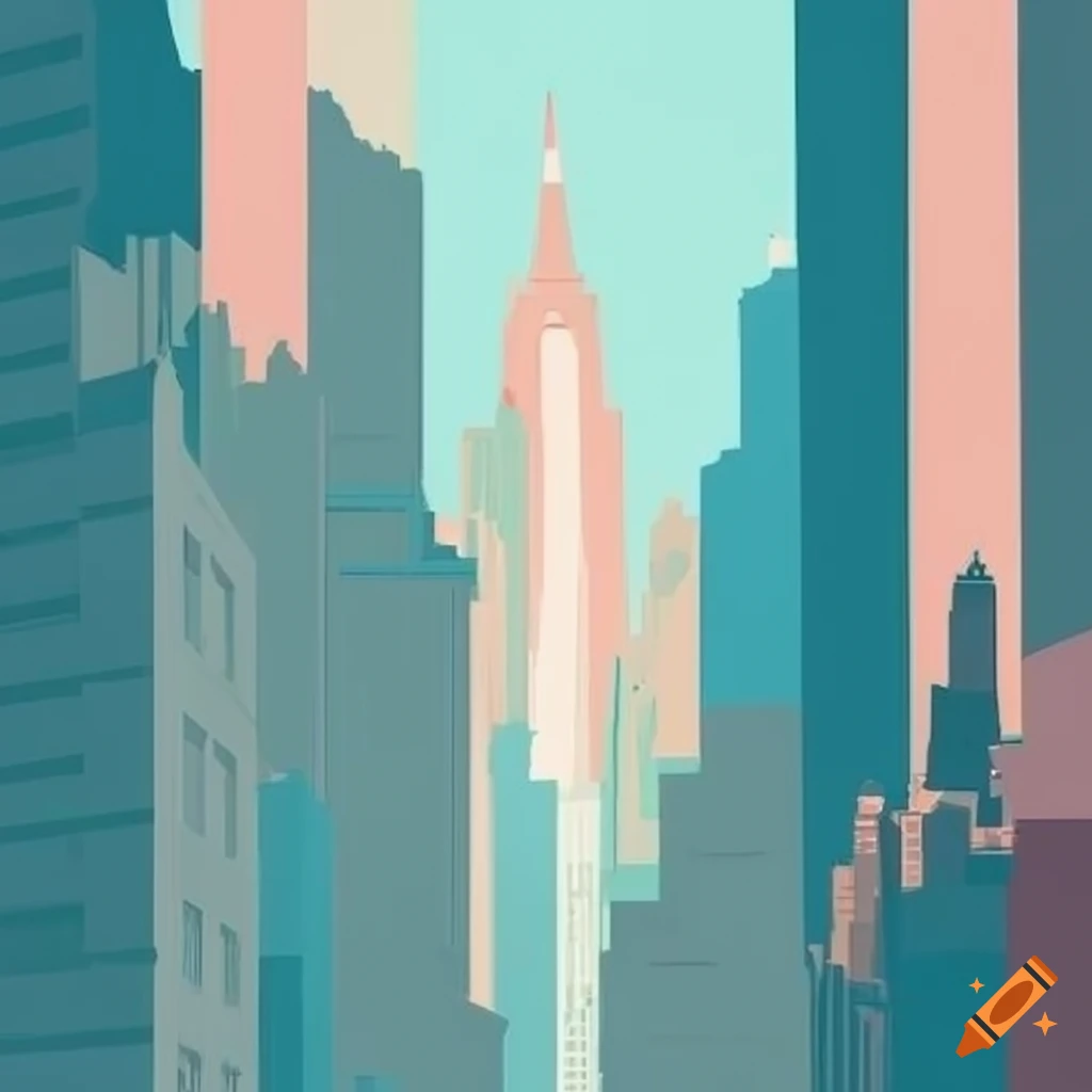Pastel minimalist new york cityscape on Craiyon