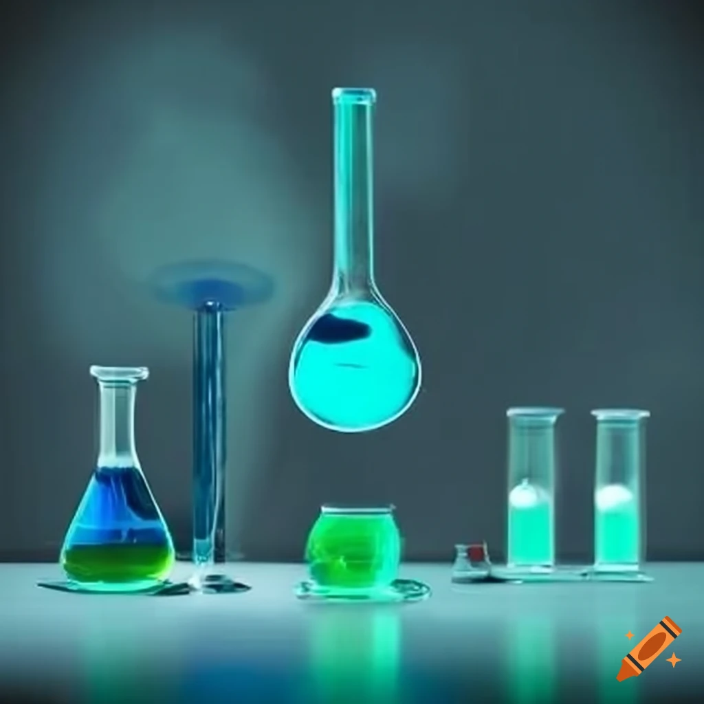 green and blue liquids mixing in a laboratory experiment