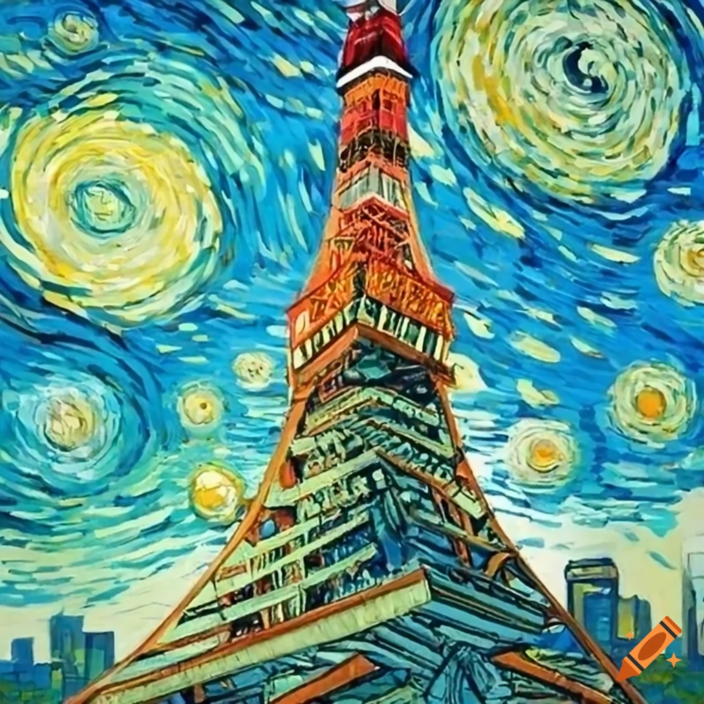 Tokyo Tower Painting In Van Gogh Style tokyo-tower-painting-in-van-gogh-style
