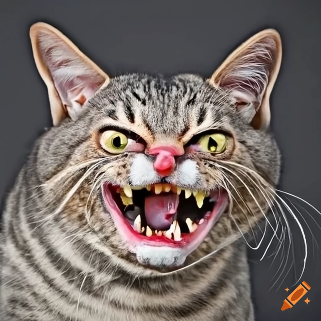 Photograph Of A Cat With Funny Teeth