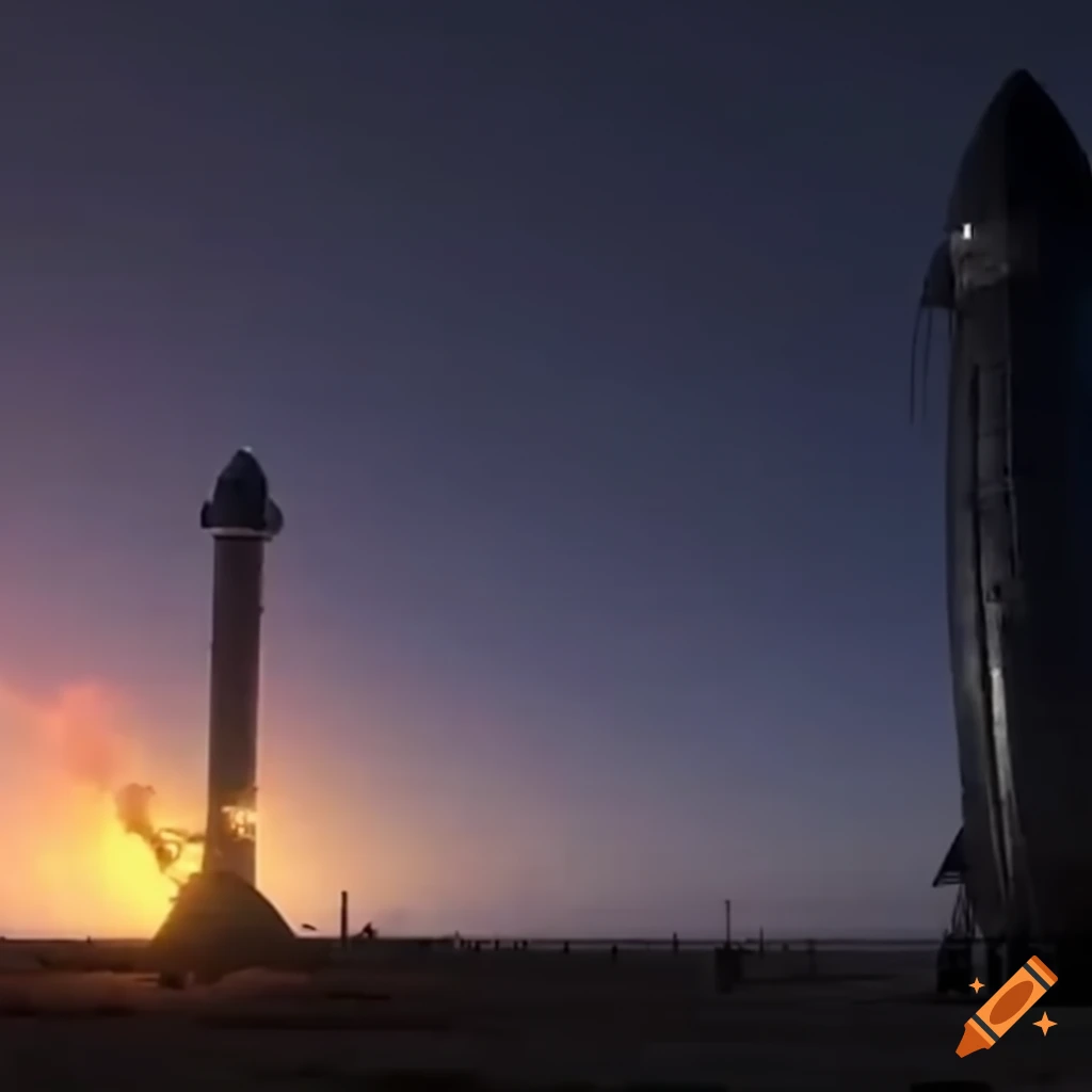 explosion of SpaceX Starship booster on the launchpad