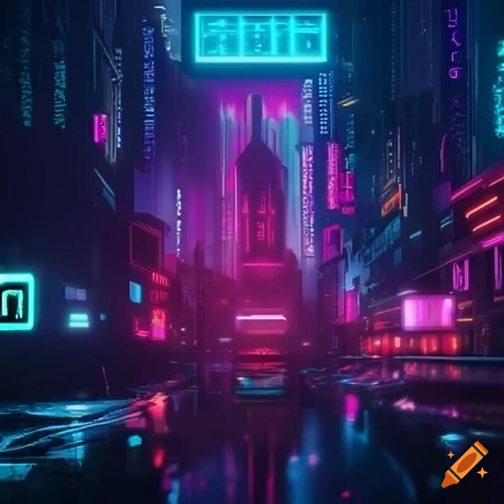 Cyberpunk city with futuristic neon lights